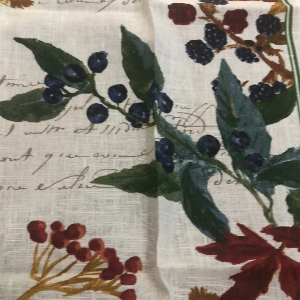 Williams Sonoma Harvest Berry Kitchen Towels with Burgundy Accent Retired 2008
